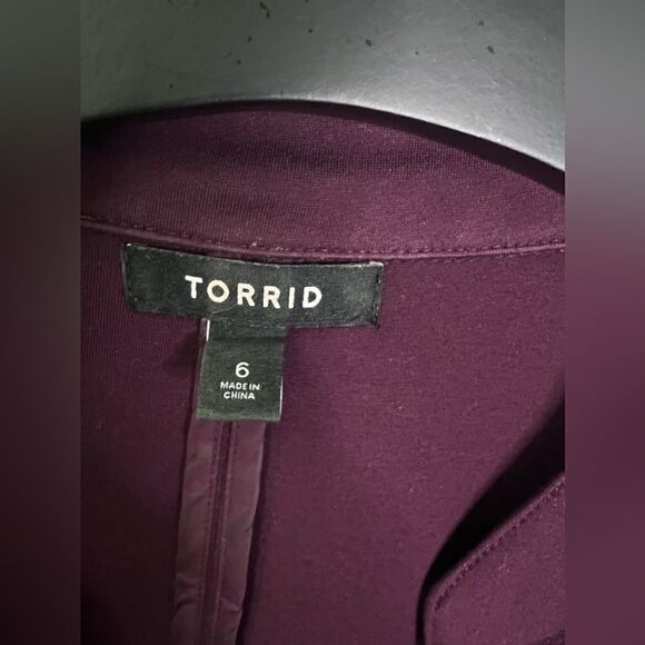 Torrid size 6x open cardigan jacket blazer‎ Ponte Fabric Mixed Peplum Like New - Picture 4 of 17